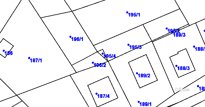 Parcela st. 195/4 v KÚ Bystřice nad Olší, Katastrální mapa