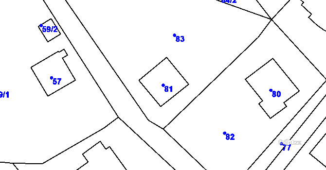 Parcela st. 81 v KÚ Bystřice nad Olší, Katastrální mapa