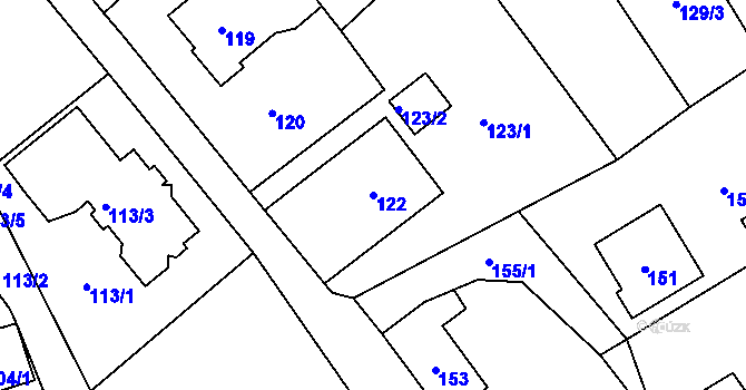 Parcela st. 122 v KÚ Bystřice nad Olší, Katastrální mapa