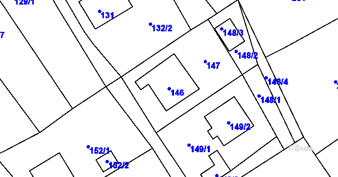 Parcela st. 146 v KÚ Bystřice nad Olší, Katastrální mapa