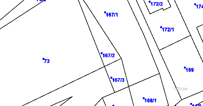 Parcela st. 167/2 v KÚ Bystřice nad Olší, Katastrální mapa
