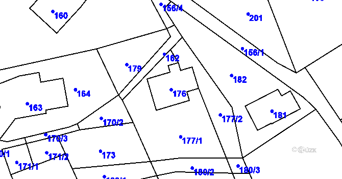 Parcela st. 176 v KÚ Bystřice nad Olší, Katastrální mapa