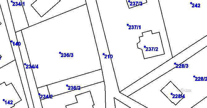 Parcela st. 210 v KÚ Bystřice nad Olší, Katastrální mapa