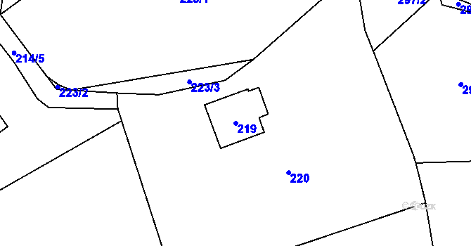 Parcela st. 219 v KÚ Bystřice nad Olší, Katastrální mapa
