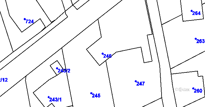 Parcela st. 246 v KÚ Bystřice nad Olší, Katastrální mapa