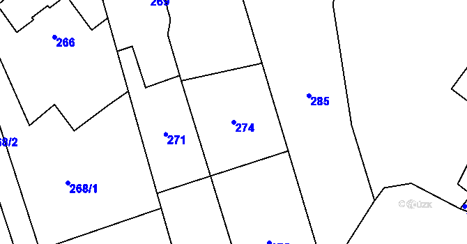 Parcela st. 274 v KÚ Bystřice nad Olší, Katastrální mapa