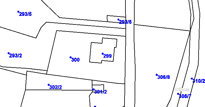 Parcela st. 299 v KÚ Bystřice nad Olší, Katastrální mapa