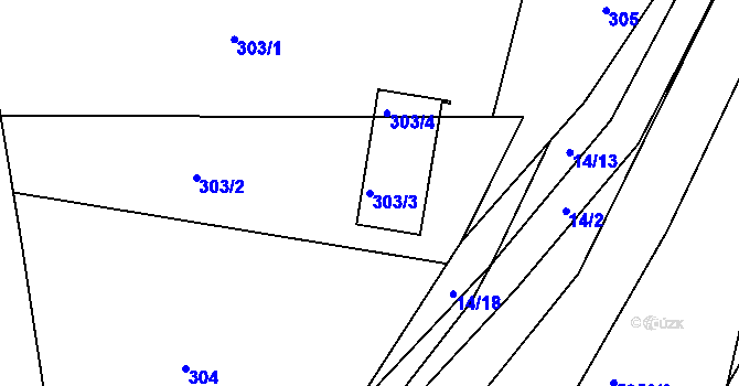 Parcela st. 303/3 v KÚ Bystřice nad Olší, Katastrální mapa