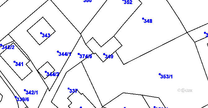 Parcela st. 349 v KÚ Bystřice nad Olší, Katastrální mapa
