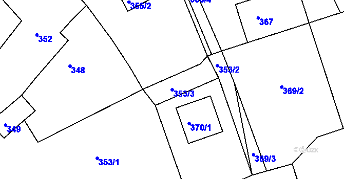 Parcela st. 353/3 v KÚ Bystřice nad Olší, Katastrální mapa