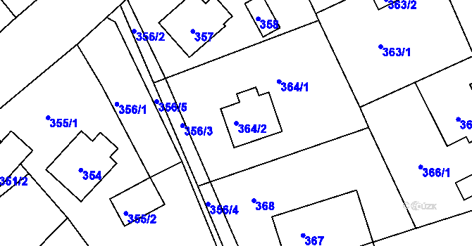 Parcela st. 364/2 v KÚ Bystřice nad Olší, Katastrální mapa