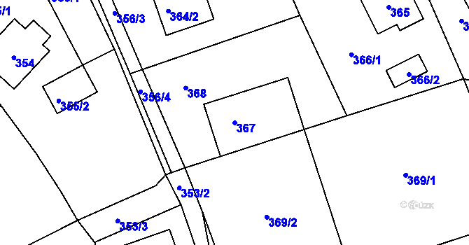 Parcela st. 367 v KÚ Bystřice nad Olší, Katastrální mapa