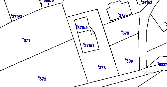 Parcela st. 375/1 v KÚ Bystřice nad Olší, Katastrální mapa