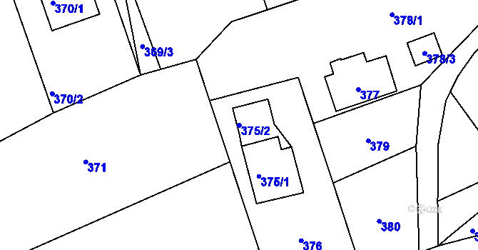 Parcela st. 375/2 v KÚ Bystřice nad Olší, Katastrální mapa