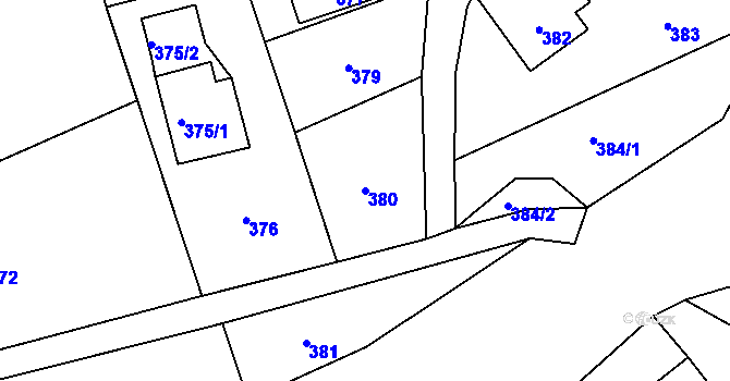 Parcela st. 380 v KÚ Bystřice nad Olší, Katastrální mapa