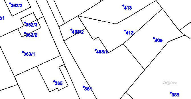 Parcela st. 408/1 v KÚ Bystřice nad Olší, Katastrální mapa
