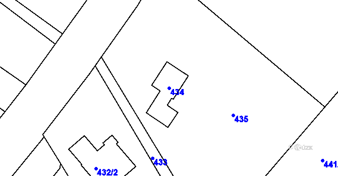 Parcela st. 434 v KÚ Bystřice nad Olší, Katastrální mapa