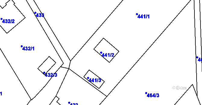 Parcela st. 441/2 v KÚ Bystřice nad Olší, Katastrální mapa