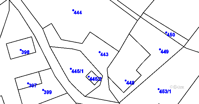Parcela st. 443 v KÚ Bystřice nad Olší, Katastrální mapa