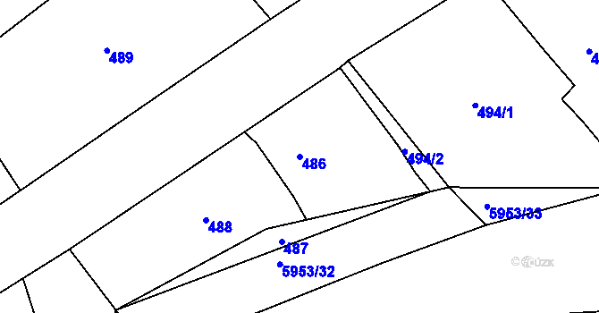 Parcela st. 486 v KÚ Bystřice nad Olší, Katastrální mapa