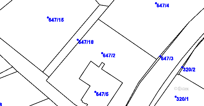 Parcela st. 647/2 v KÚ Bystřice nad Olší, Katastrální mapa