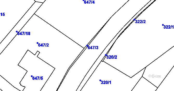 Parcela st. 647/3 v KÚ Bystřice nad Olší, Katastrální mapa