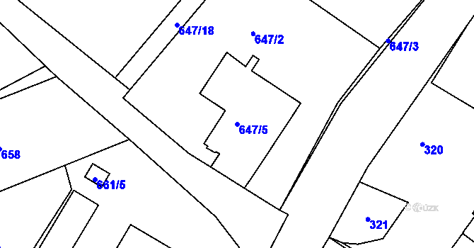 Parcela st. 647/5 v KÚ Bystřice nad Olší, Katastrální mapa
