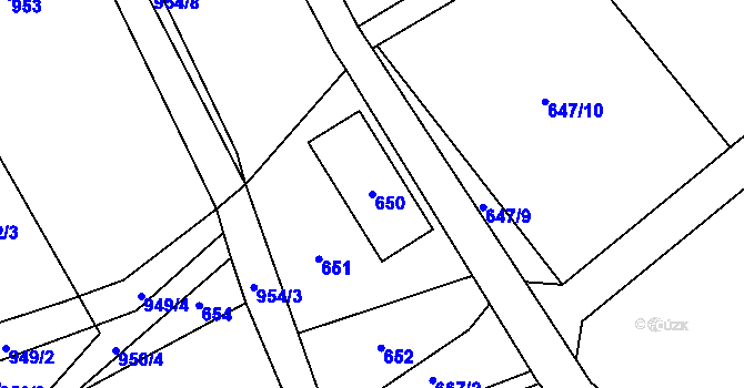 Parcela st. 650 v KÚ Bystřice nad Olší, Katastrální mapa
