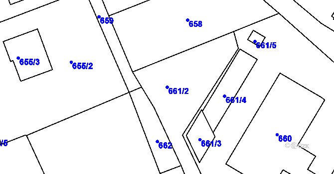 Parcela st. 661/2 v KÚ Bystřice nad Olší, Katastrální mapa