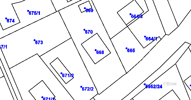 Parcela st. 668 v KÚ Bystřice nad Olší, Katastrální mapa