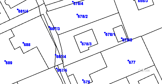 Parcela st. 678/3 v KÚ Bystřice nad Olší, Katastrální mapa