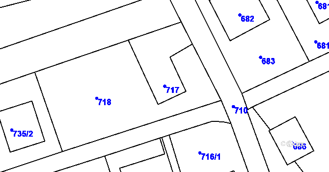 Parcela st. 717 v KÚ Bystřice nad Olší, Katastrální mapa