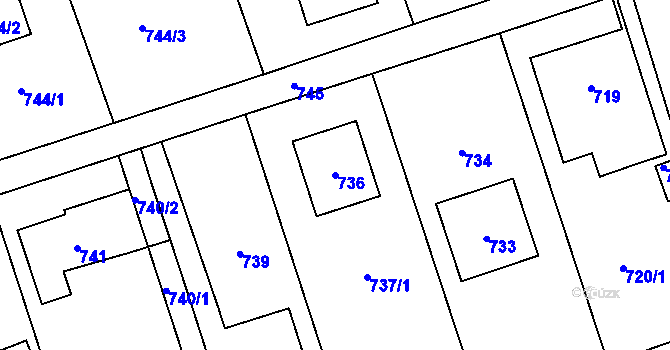 Parcela st. 736 v KÚ Bystřice nad Olší, Katastrální mapa