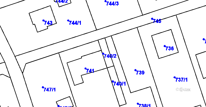 Parcela st. 740/2 v KÚ Bystřice nad Olší, Katastrální mapa