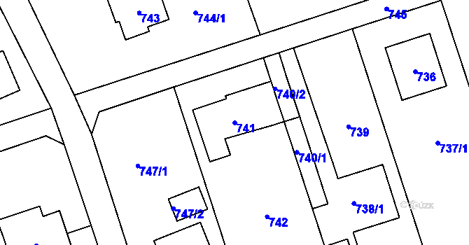 Parcela st. 741 v KÚ Bystřice nad Olší, Katastrální mapa