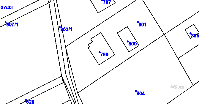 Parcela st. 799 v KÚ Bystřice nad Olší, Katastrální mapa