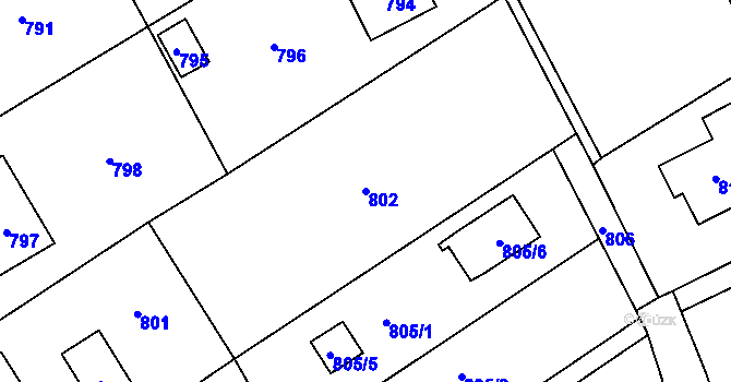Parcela st. 802 v KÚ Bystřice nad Olší, Katastrální mapa