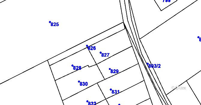 Parcela st. 827 v KÚ Bystřice nad Olší, Katastrální mapa