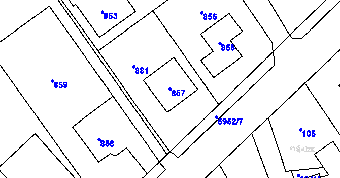 Parcela st. 857 v KÚ Bystřice nad Olší, Katastrální mapa