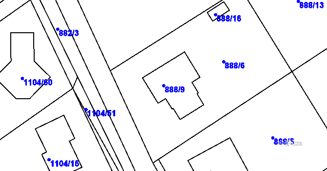 Parcela st. 888/9 v KÚ Bystřice nad Olší, Katastrální mapa