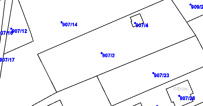 Parcela st. 907/2 v KÚ Bystřice nad Olší, Katastrální mapa