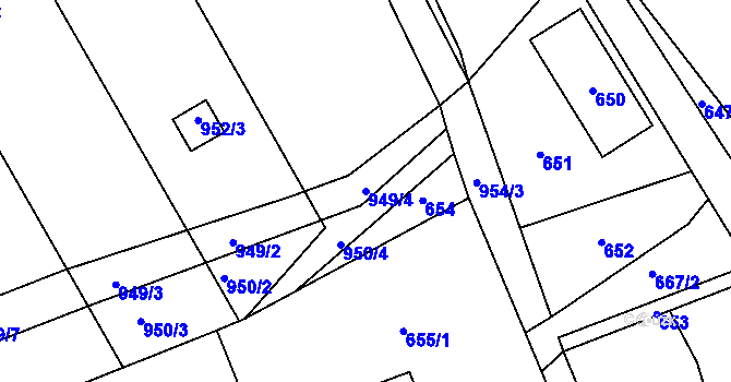 Parcela st. 949/4 v KÚ Bystřice nad Olší, Katastrální mapa