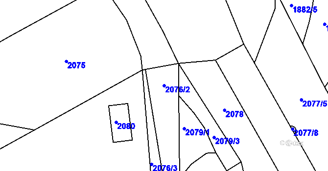 Parcela st. 2076/2 v KÚ Bystřice nad Olší, Katastrální mapa
