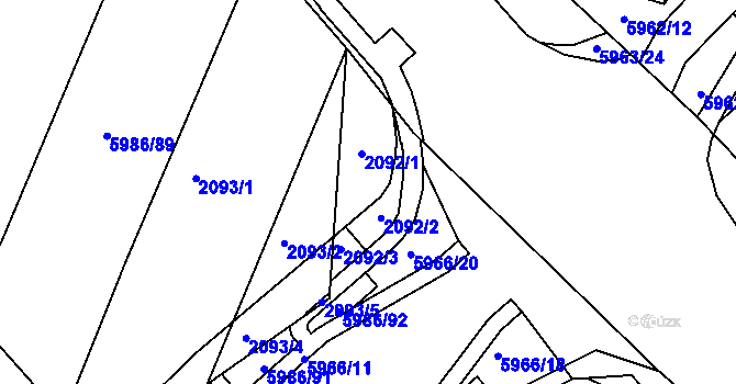 Parcela st. 2092 v KÚ Bystřice nad Olší, Katastrální mapa
