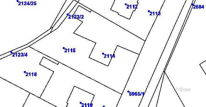 Parcela st. 2114 v KÚ Bystřice nad Olší, Katastrální mapa