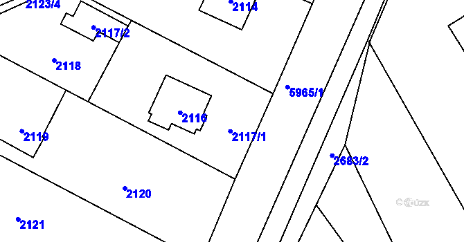 Parcela st. 2117 v KÚ Bystřice nad Olší, Katastrální mapa