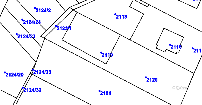 Parcela st. 2119 v KÚ Bystřice nad Olší, Katastrální mapa