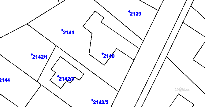 Parcela st. 2140 v KÚ Bystřice nad Olší, Katastrální mapa