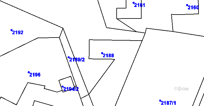 Parcela st. 2188 v KÚ Bystřice nad Olší, Katastrální mapa