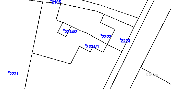 Parcela st. 2224/1 v KÚ Bystřice nad Olší, Katastrální mapa